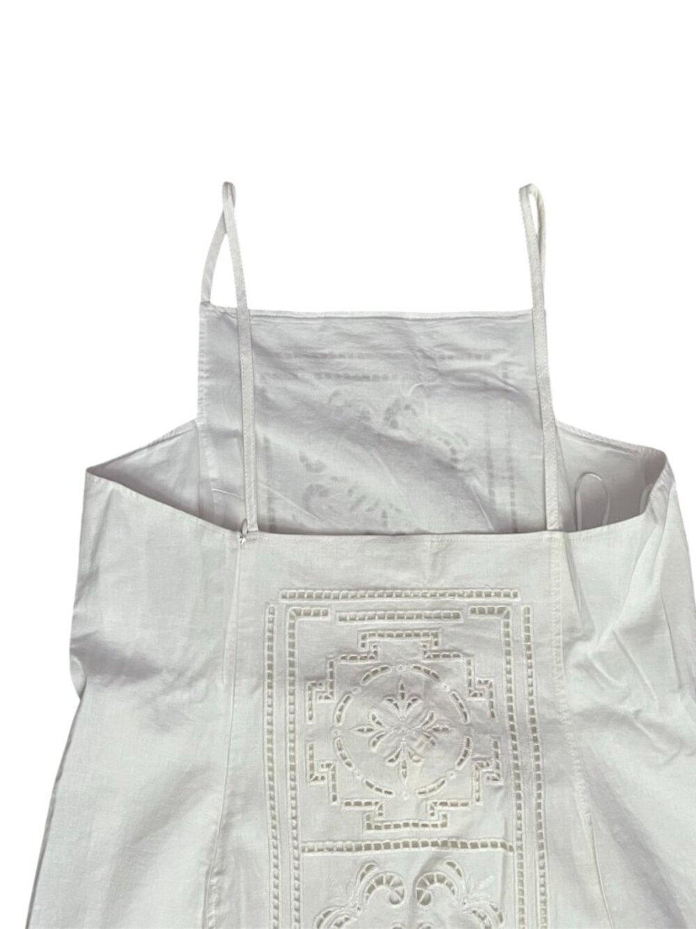 Zara ZW Collection Linen Blend Embroidered Dress Ecru Midi Straight Medium NWT - Picture 6 of 9